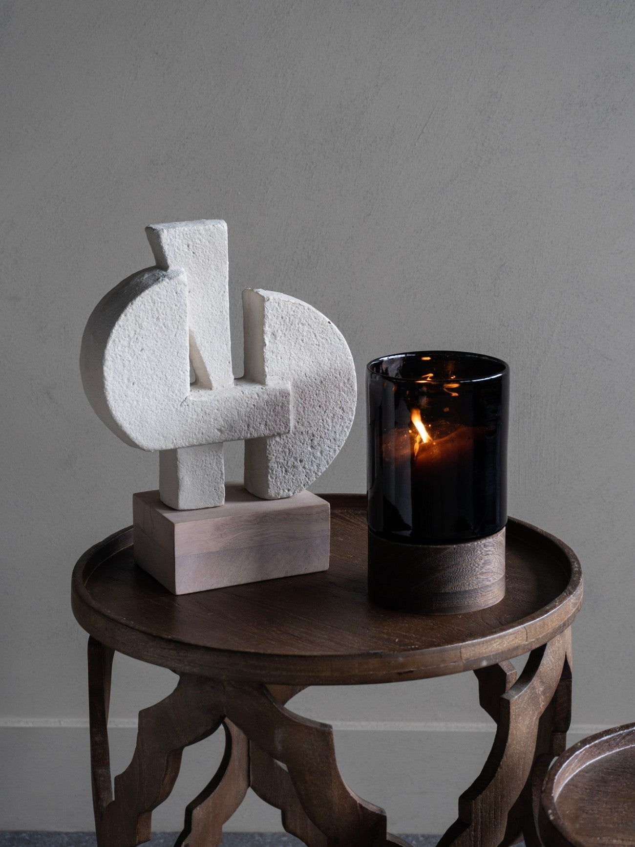 Oceania White Ecomix Sculpture on Wooden Base Small